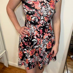Aeropostale XS Black/Orange/White/Pink Floral Dress